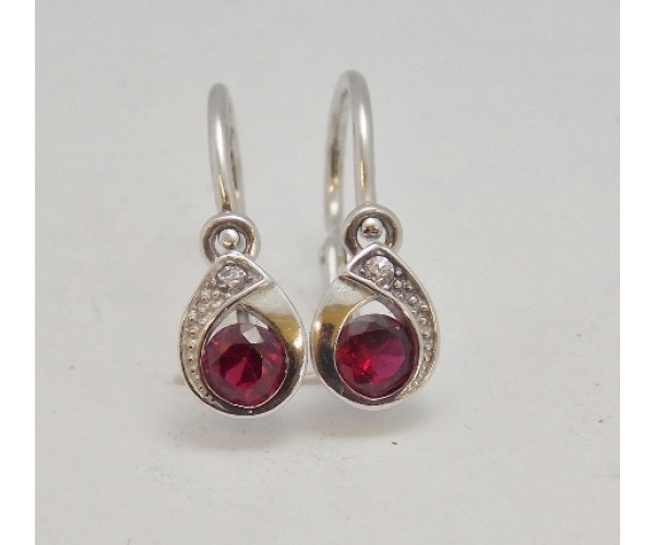 Detské náušnice biele zlato Slza C1898-ruby Detské náušnice biele zlato Slza C1898-ruby