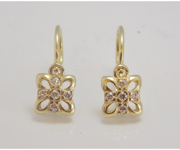 Detské náušnice žlté zlato C2215-white Detské náušnice žlté zlato C2215-white
