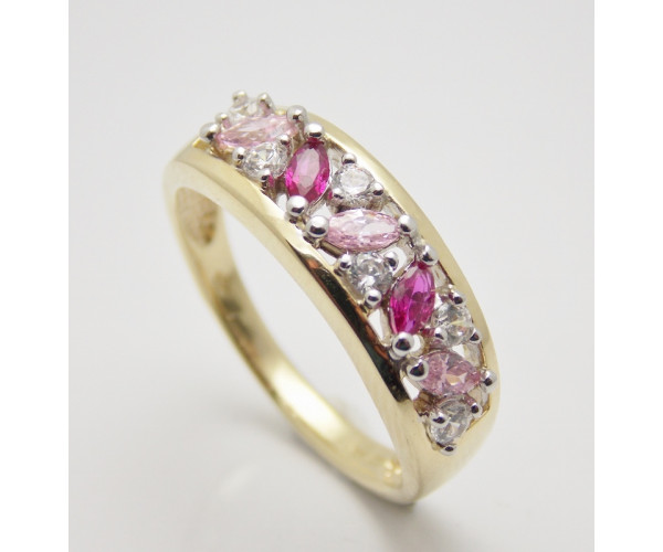 Dámsky prsteň žlté zlato Ideal JM349-pink