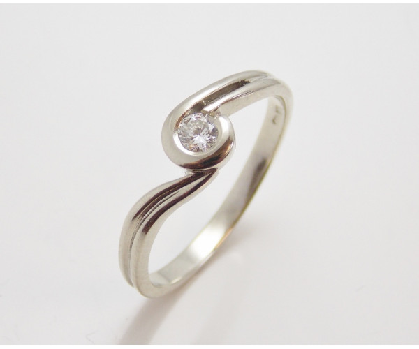 Prsteň s diamantom 0,14 ct z bieleho zlata Beauty