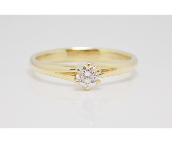 Prsteň s diamantom 0,21 ct zo žltého zlata Perfect