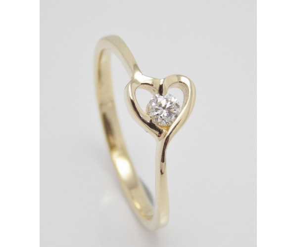 Prsteň s diamantom 0,16 ct zo žltého zlata Glory