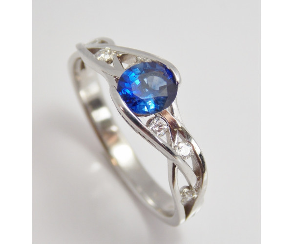 Prsteň so zafírom a diamantmi Blue Mood