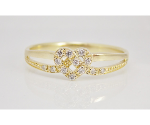 Prsteň s diamantmi zo žltého zlata Big Heart