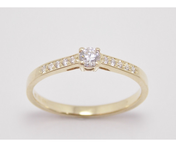 Prsteň s diamantom  0,135 ct zo žltého zlata Genova