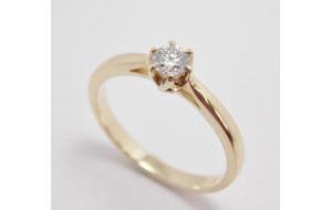 Prsteň s diamantom IGI 0,23 ct  zo žltého zlata Modena