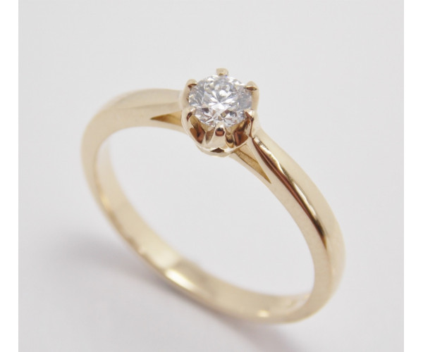 Prsteň s diamantom IGI 0,23 ct  zo žltého zlata Modena