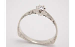 Prsteň s diamantom 0,15 ct z bieleho zlata Country