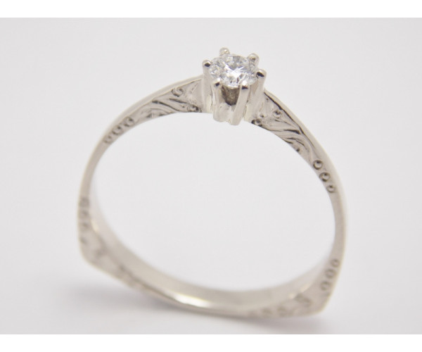 Prsteň s diamantom 0,15 ct z bieleho zlata Country