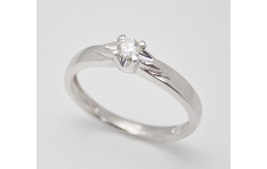Prsteň s diamantom  0,145 ct z bieleho zlata Favorit