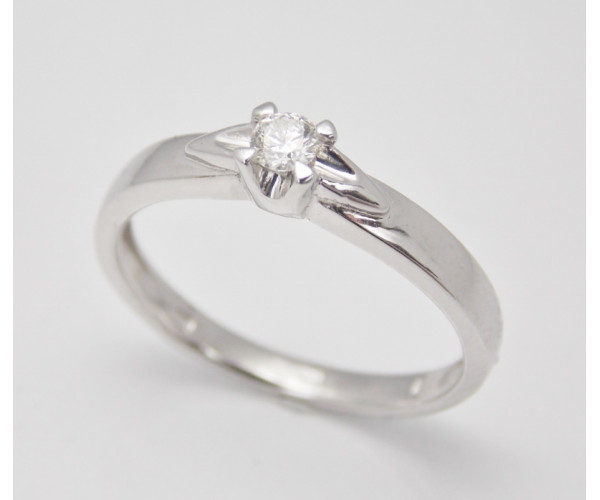 Prsteň s diamantom  0,145 ct z bieleho zlata Favorit