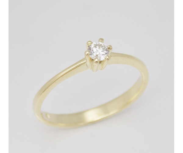Prsteň s diamantom 0,15 ct  zo žltého zlata Feeling