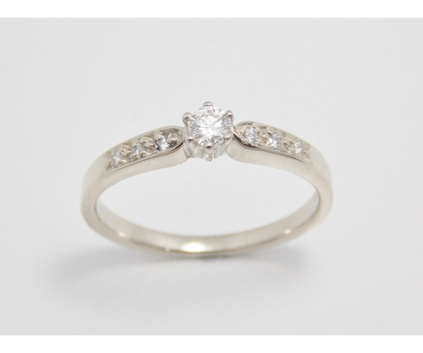 Prsteň s diamantom  0,105 ct z bieleho zlata Verona soft