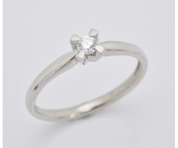 Prsteň s diamantom z bieleho zlata 0,135 ct Spring