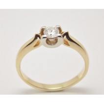 Prsteň s diamantom GIA 0,25 ct zo žltého zlata White Moon