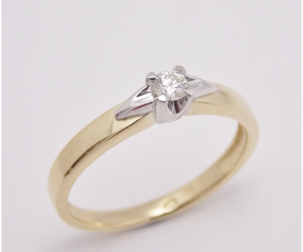 Prsteň s diamantom  0,10 ct zo žltého zlata Favorit