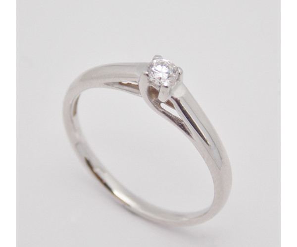 Prsteň s diamantom 0,09 ct  z bieleho zlata Spirit