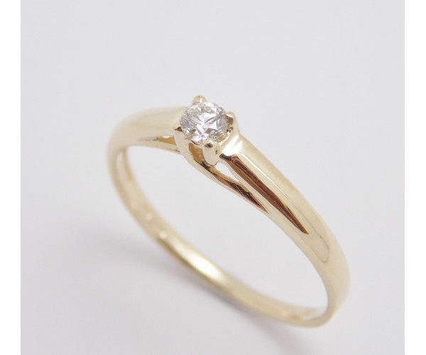 Prsteň s diamantom 0,075 ct  zo žltého zlata Spirit