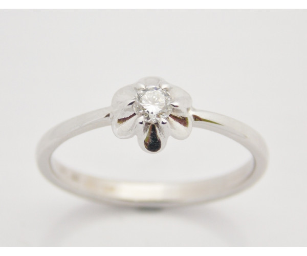 Prsteň s diamantom 0,125 ct z bieleho zlata Flower Shape