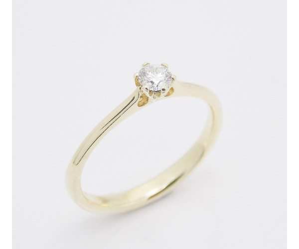 Prsteň s diamantom 0,14 ct  zo žltého zlata Happy