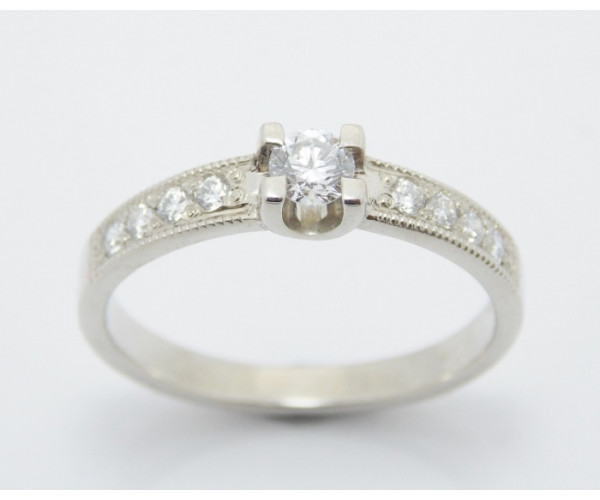 Prsteň s diamantom  0,15 ct z bieleho zlata Delphine+milgrane