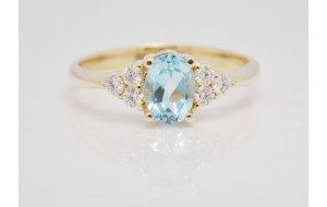 Prsteň s topásom a diamantmi Blue Dream
