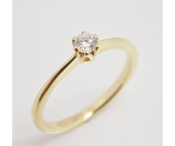 Prsteň s diamantom 0,16 ct  zo žltého zlata Milano