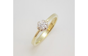 Prsteň s diamantom GIA 0,31 ct zo žltého zlata Flower 