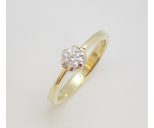 Prsteň s diamantom GIA 0,31 ct zo žltého zlata Flower 