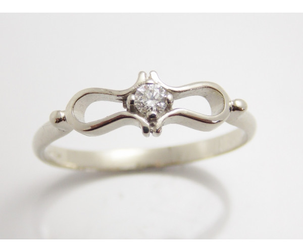 Prsteň s diamantom 0,08 ct  z bieleho zlata Shiny ribbon 