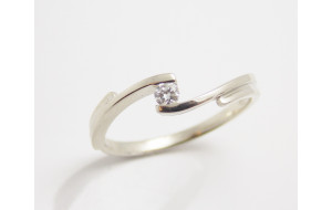 Prsteň s diamantom 0,08 ct z bieleho zlata Softly wave Prsteň s diamantom 0,08 ct z bieleho zlata Softly wave