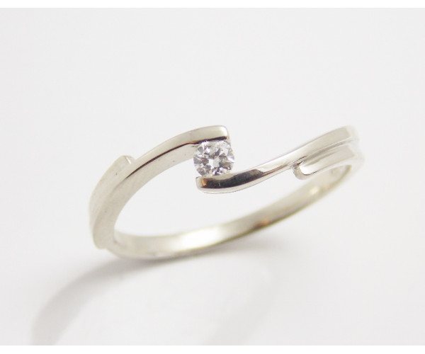 Prsteň s diamantom 0,08 ct z bieleho zlata Softly wave Prsteň s diamantom 0,08 ct z bieleho zlata Softly wave