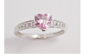 Zásnubný prsteň biele zlato Love-pink