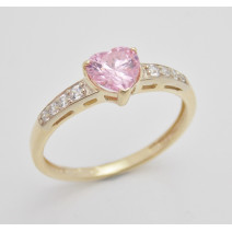 Zásnubný prsteň žlté zlato Love-pink