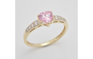 Zásnubný prsteň žlté zlato Love-pink