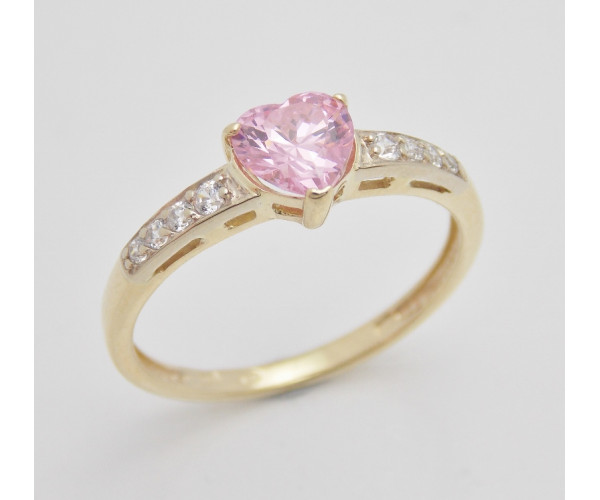 Zásnubný prsteň žlté zlato Love-pink