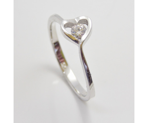 Prsteň s diamantom 0,16 ct z bieleho zlata Glory